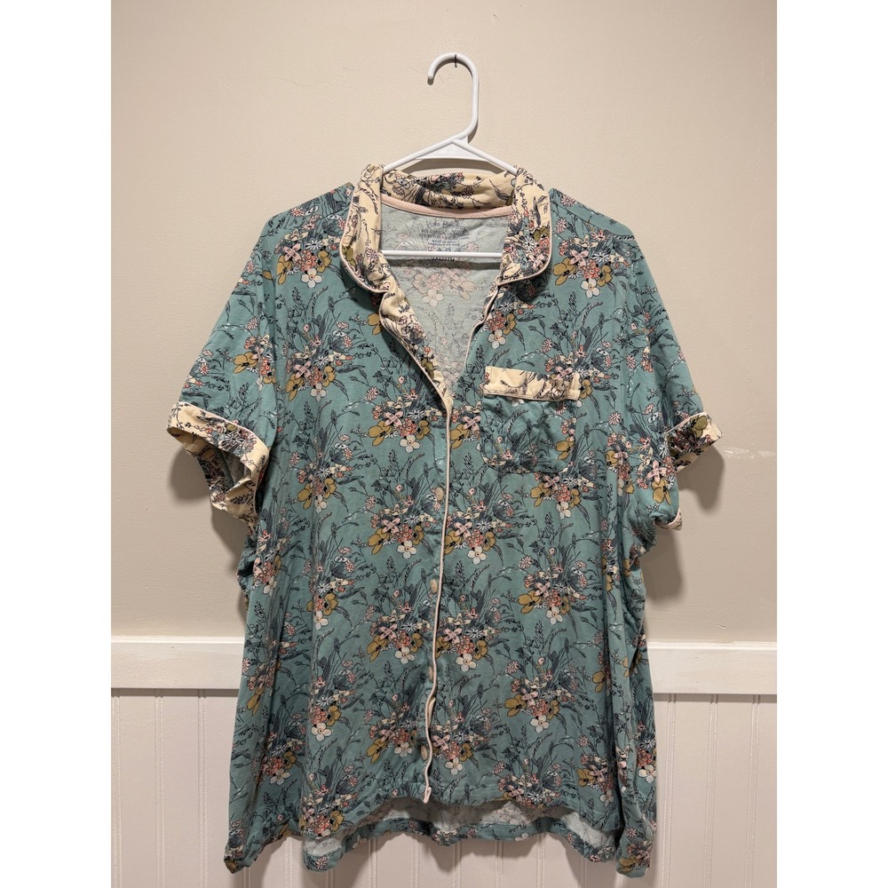 Vera Bradley Short Sleeve Sleep Top Button Down Soft Floral Women Size 3XL
